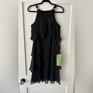 NWT S.L. Fashions Women’s Little Black Dress Sleeveless Ruffled Layer Size 8